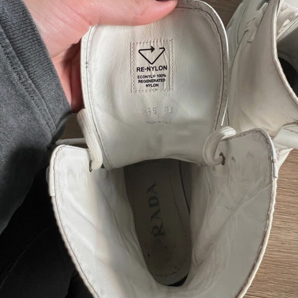 PRADA Monolith leather and Re-Nylon white boots with pouch IT 36 - Picture 3 of 7